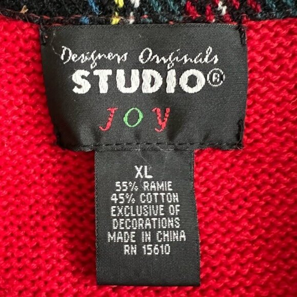 Vtg Designers Originals Christmas Sweater Womens Red Full Zip Cardigan Size XL - Picture 4 of 10